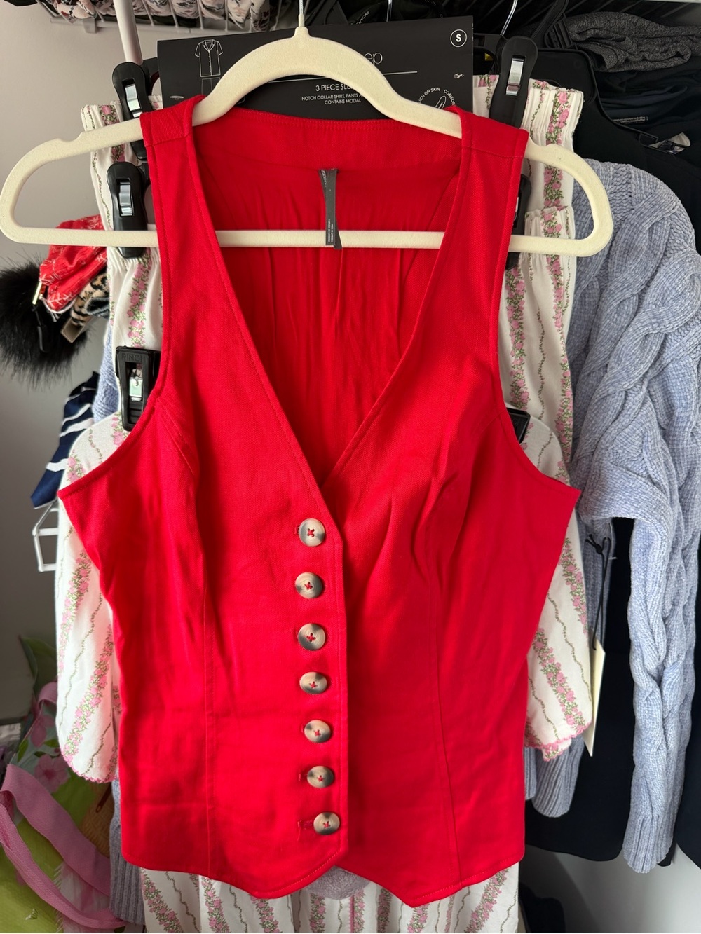 Anthropologie Red Button-Front Women’s Vest Top size small